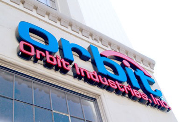orbit industries logo on building